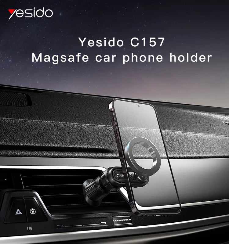 Yesido C157 Magsafe Metal Magnetic Car Phone Stand – Black