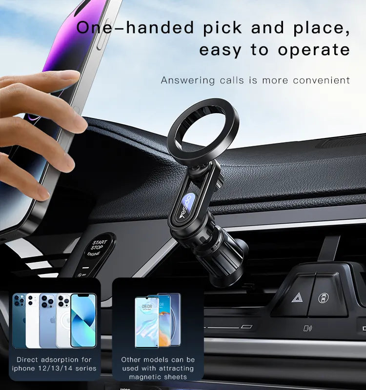 Yesido C157 Magsafe Metal Magnetic Car Phone Stand – Black