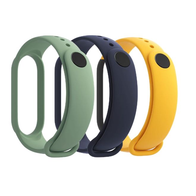 Mi Smart Band 5 Strap Navy Blue/Yellow/Mint Green - Pack Of 3