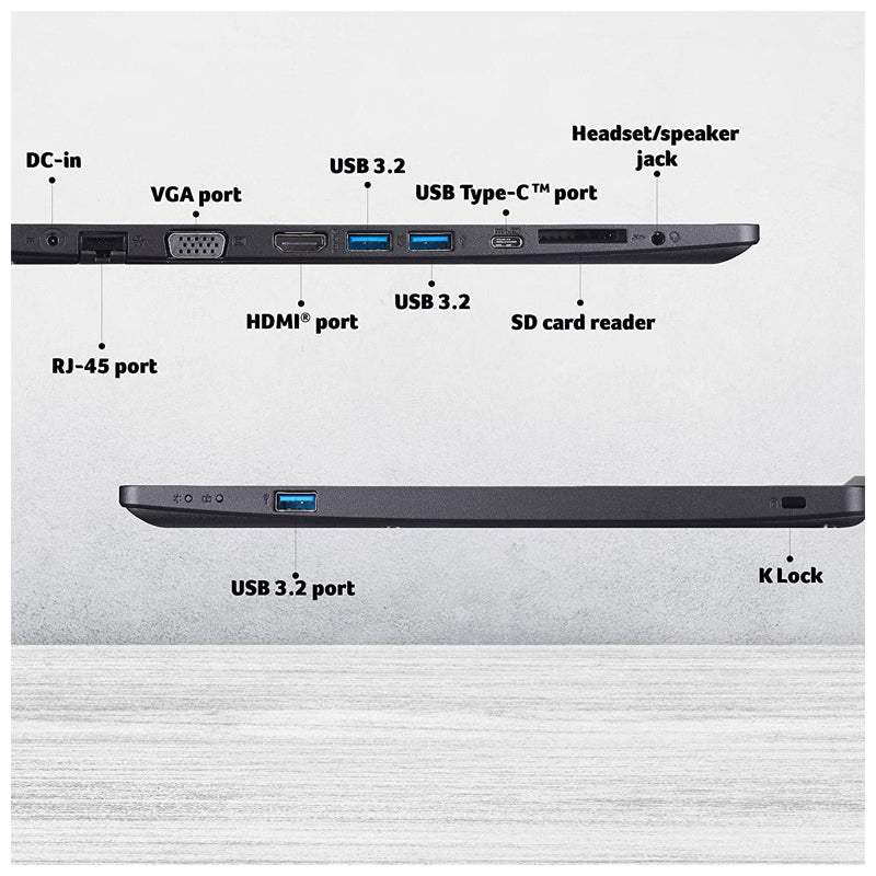 Acer TravelMate P2 TMP214-53 - 14.0" FHD / i7 / 16GB / 250GB (NVMe M.2 SSD) / 1YW / Arabic/English / Shale Black / DOS (Without OS) - Laptop