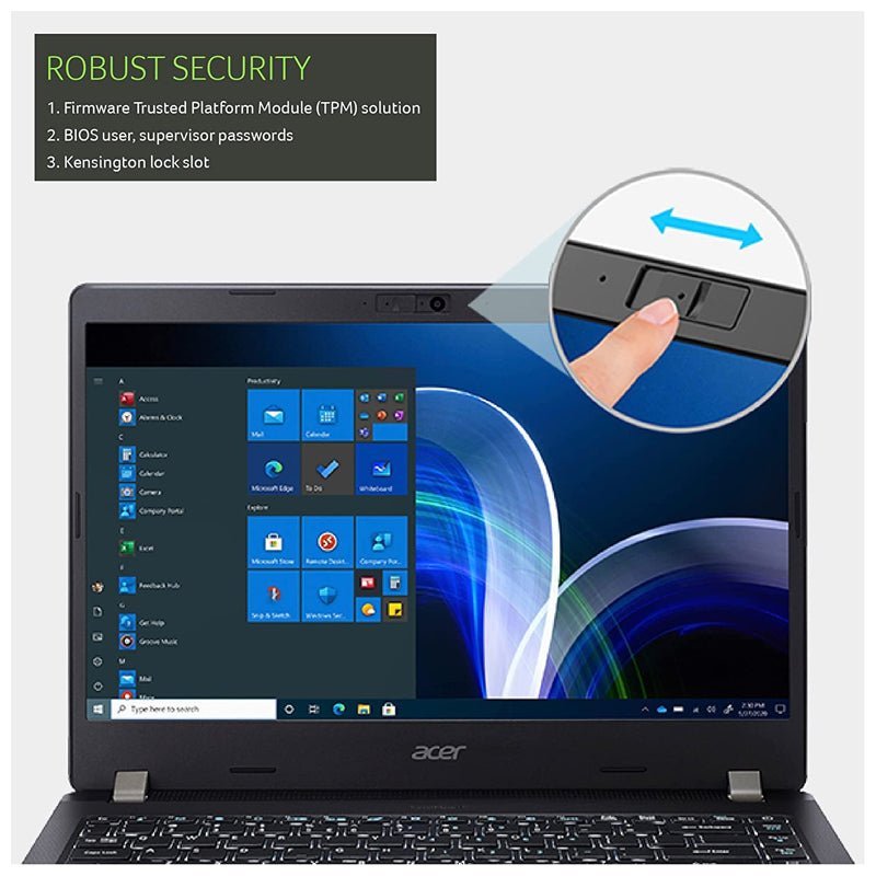 Acer TravelMate P2 TMP214-53 - 14.0" FHD / i7 / 32GB / 250GB (NVMe M.2 SSD) / 1YW / Arabic/English / Shale Black / DOS (Without OS) - Laptop