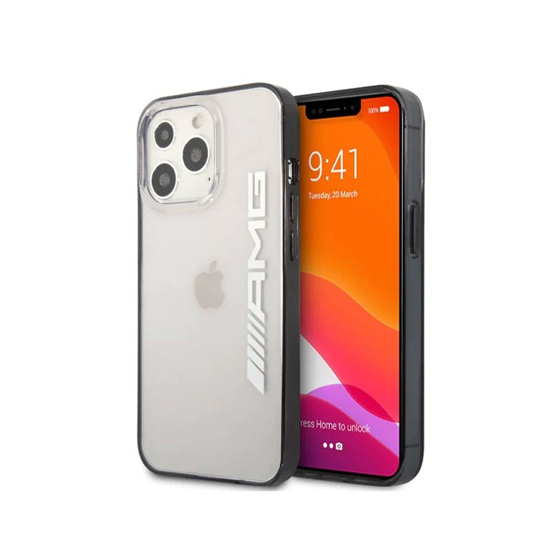 AMG PU Hard Case With Black Matte TPU Rim - Apple iPhone 14 Pro / Transparent