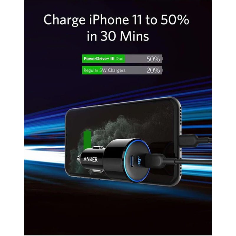 Anker PowerDrive+ III Duo Ultra-Compact High Speed Car Charger - 48W / USB-C / Black
