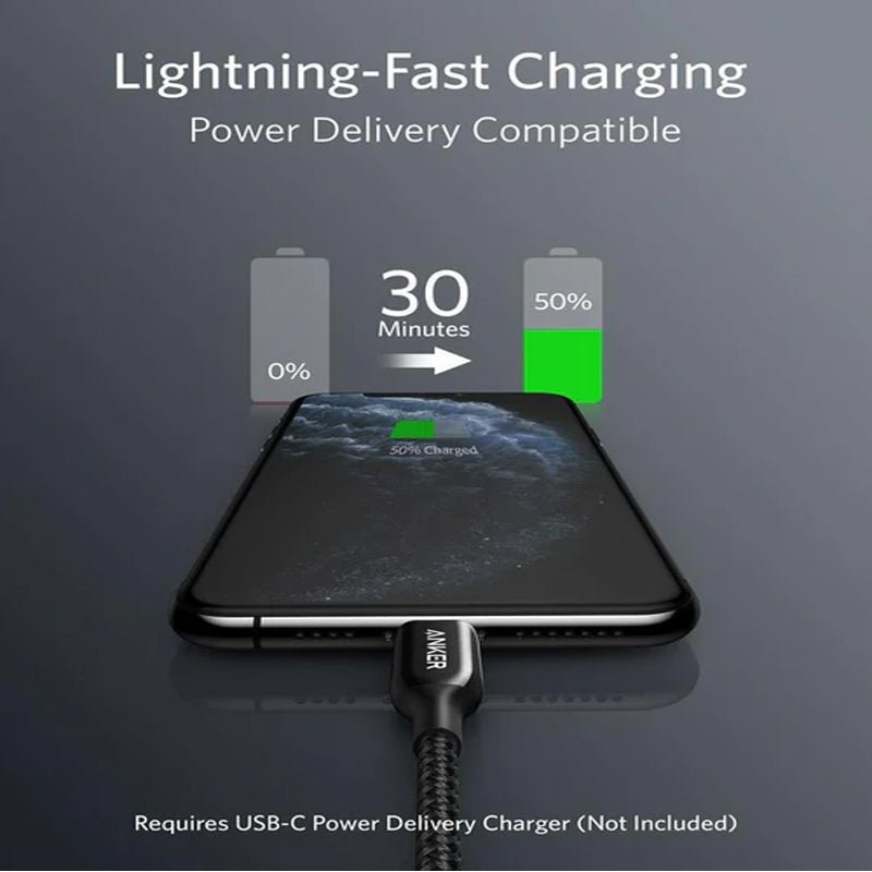 Anker Slimmer Yet Stronger PowerLine + III - USB-C to Lightning / 3ft / Black