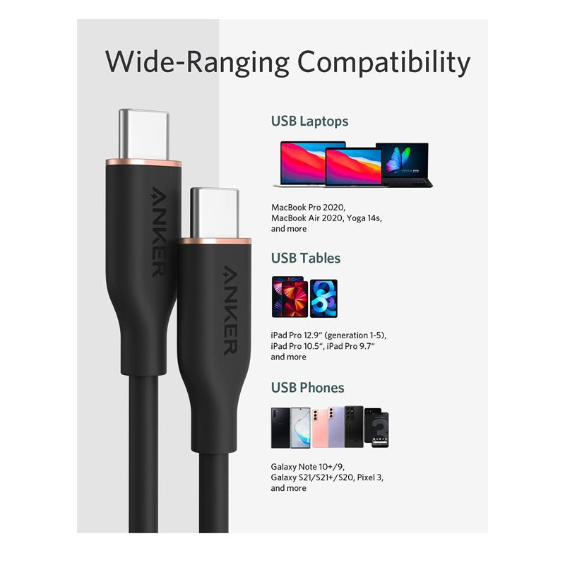 Anker Super Strong PowerLine lll Flow - USB-C to USB-C / 3ft / Black