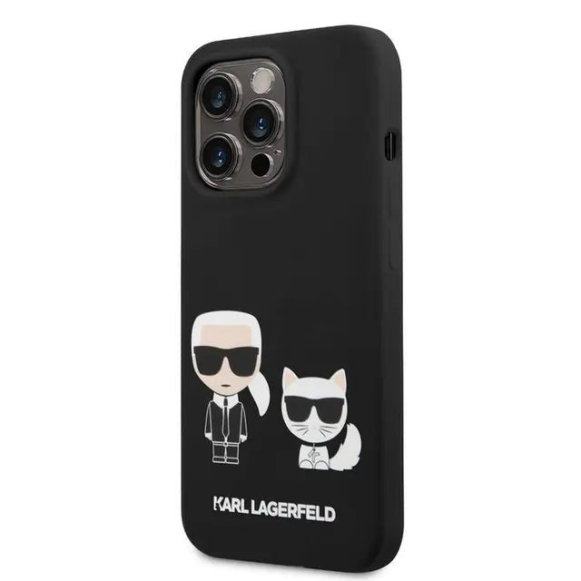 Apple iPhone 14 Pro - Black Karl Lagerfeld Magsafe Liquid Silicone Case With Karl & Choupette Body