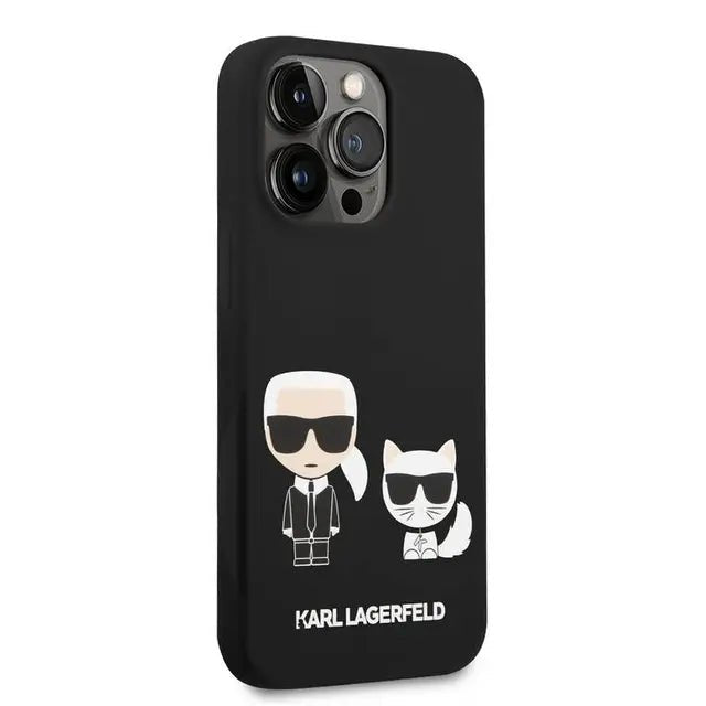 Apple iPhone 14 Pro - Black Karl Lagerfeld Magsafe Liquid Silicone Case With Karl & Choupette Body