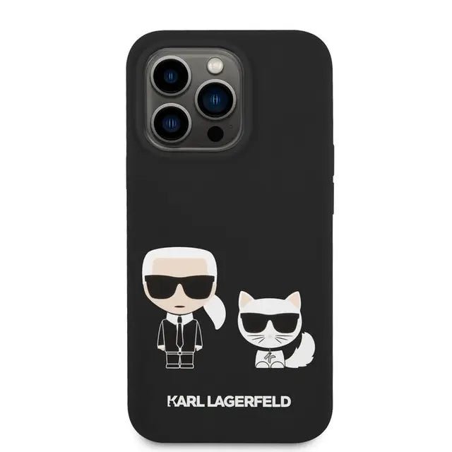 Apple iPhone 14 Pro - Black Karl Lagerfeld Magsafe Liquid Silicone Case With Karl & Choupette Body