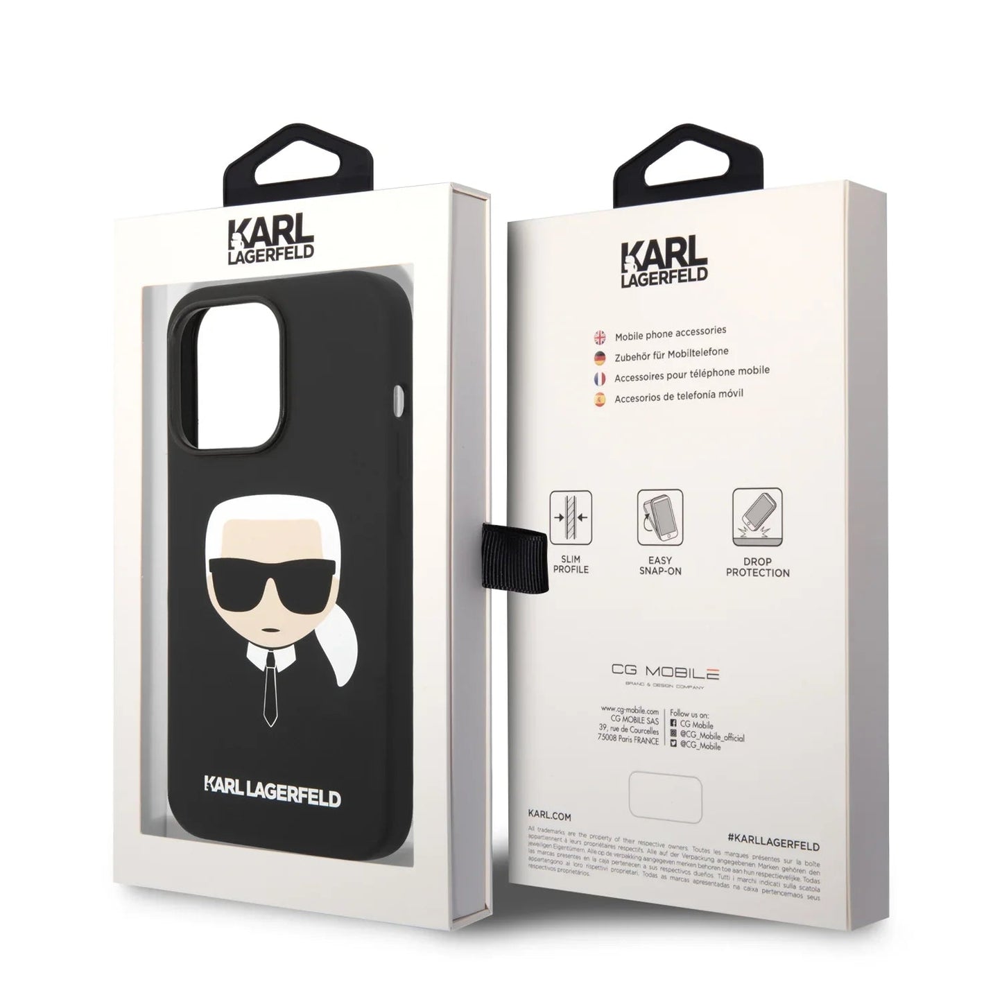 Apple iPhone 14 Pro - Black Karl Lagerfeld Silicone Pink Case Karl Head Logo