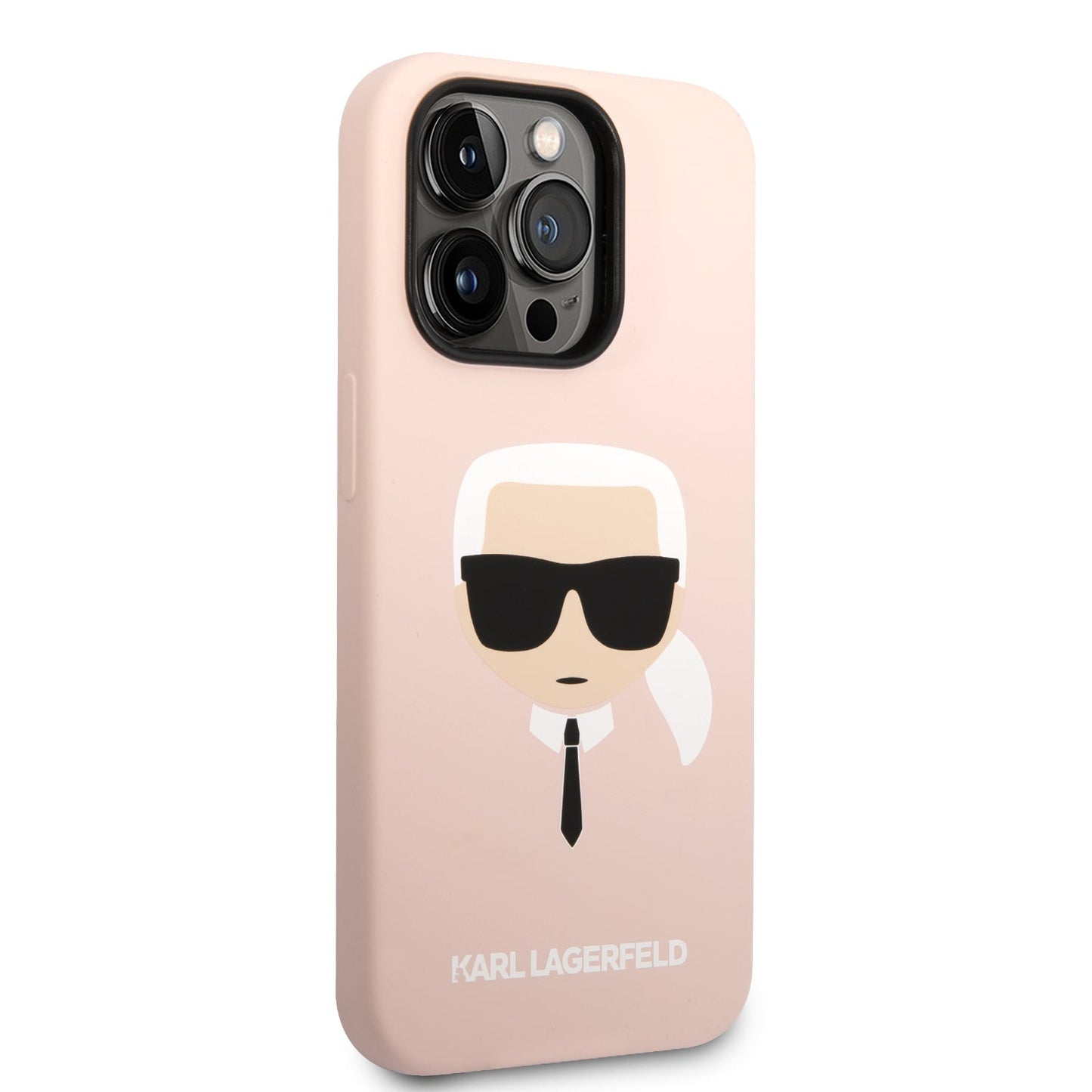 Apple iPhone 14 Pro - Pink Karl Lagerfeld Silicone Pink Case Karl Head Logo