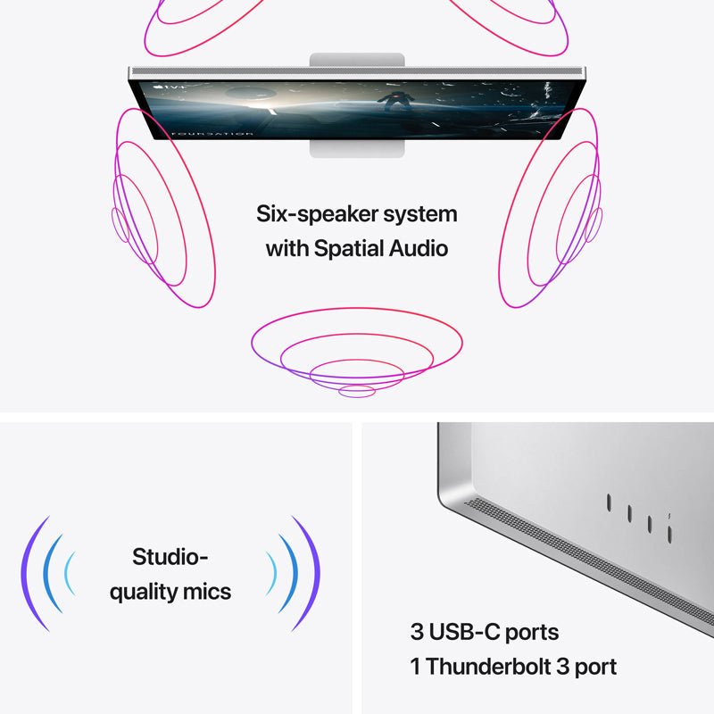 Apple Studio Display With Tilt And Height Adjust Adjustable Stand - Standard Glass / 27" 5K / 600 nits / USB-C