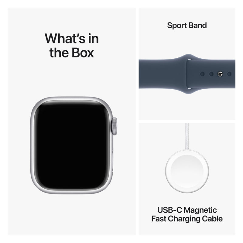 Apple Watch Series 9 with Sport Band - LTPO OLED / 64GB / 41mm / Medium/Large / Bluetooth / Wi-Fi / Storm Blue