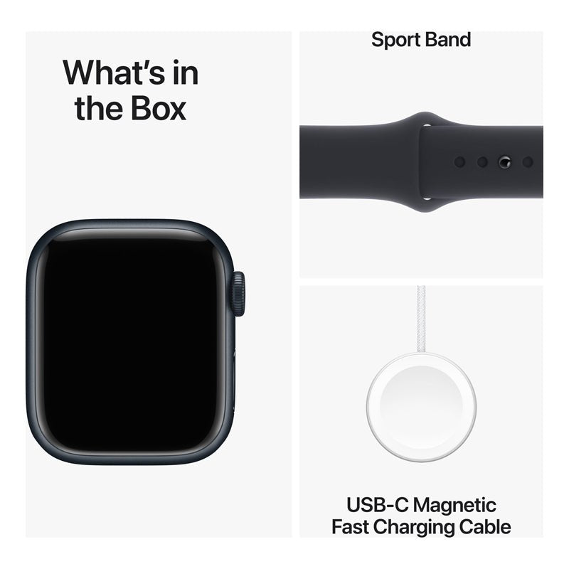 Apple Watch Series 9 with Sport Band - LTPO OLED / 64GB / 41mm / Small/Medium / Bluetooth / Wi-Fi / Cellular / Midnight