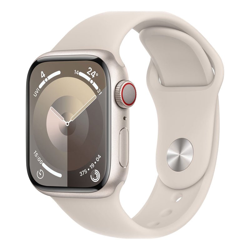 Apple Watch Series 9 with Sport Band - LTPO OLED / 64GB / 45mm / Medium/Large / Bluetooth / Wi-Fi / Cellular / Starlight