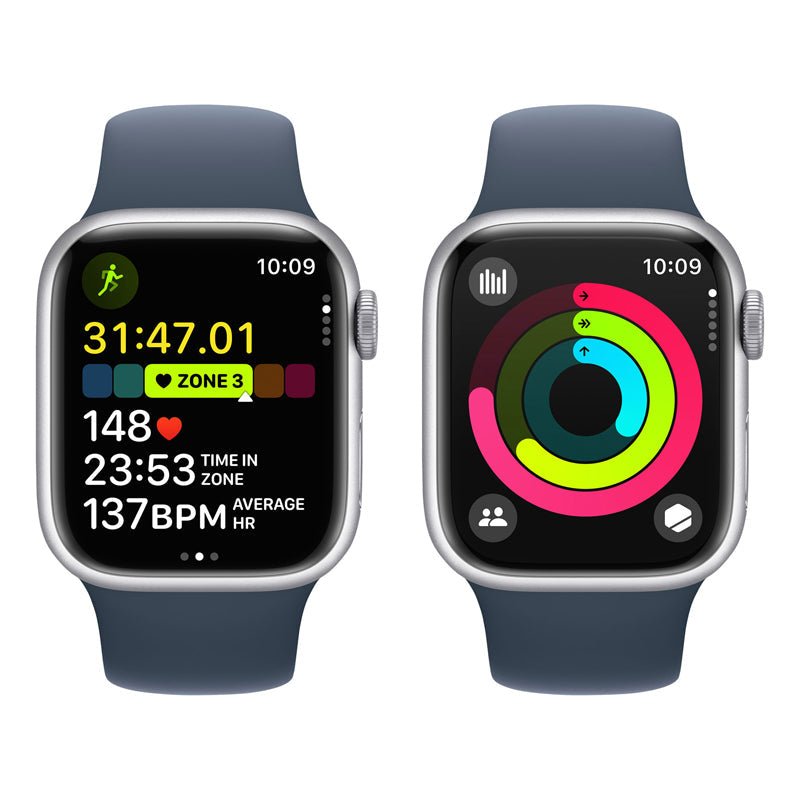 Apple Watch Series 9 with Sport Band - LTPO OLED / 64GB / 45mm / Medium/Large / Bluetooth / Wi-Fi / Cellular / Storm Blue