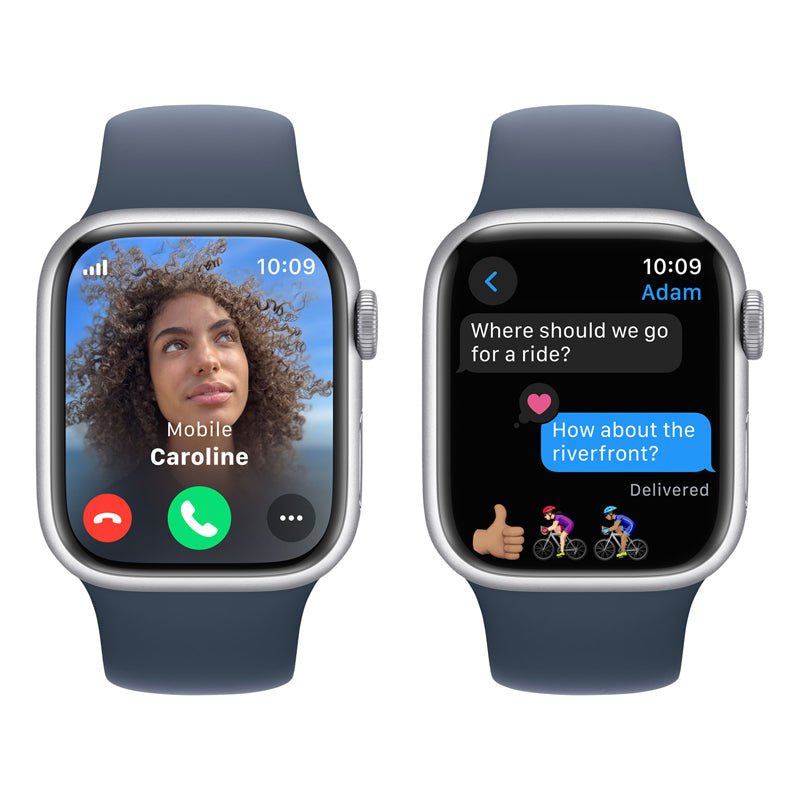Apple Watch Series 9 with Sport Band - LTPO OLED / 64GB / 45mm / Medium/Large / Bluetooth / Wi-Fi / Cellular / Storm Blue