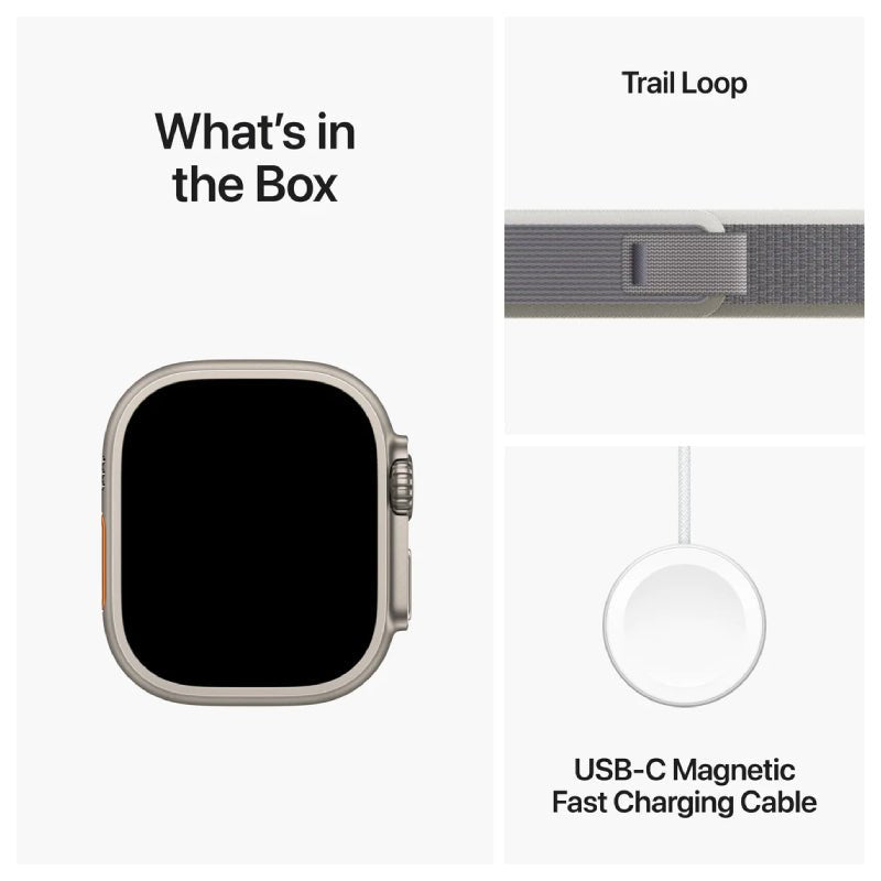 Apple Watch Ultra 2 - LTPO OLED / 64GB / 49mm / Bluetooth / Wi-Fi / Cellular / Medium/Large / Titanium Green/Grey Trail Loop