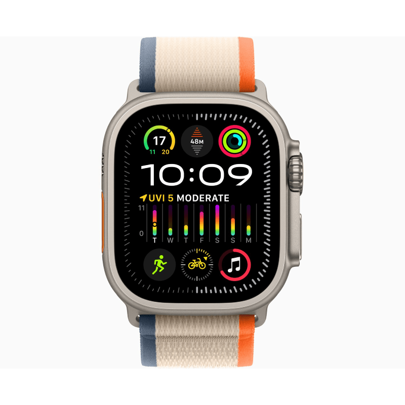 Apple Watch Ultra 2 - LTPO OLED / 64GB / 49mm / Bluetooth / Wi-Fi / Cellular / Small/Medium / Titanium Orange/Beige Trail Loop