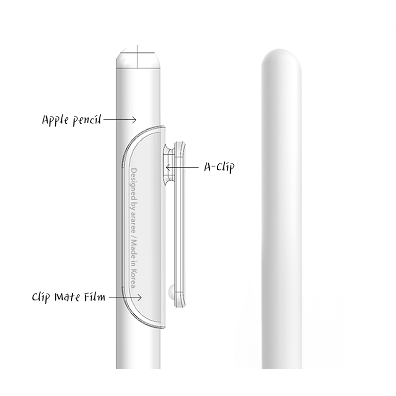 Araree A-Clip For Apple Pencil 2 Pcs Set - Clear And White