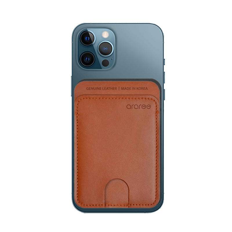 Araree Stick Pocket Leather Case Card Holder - Brown