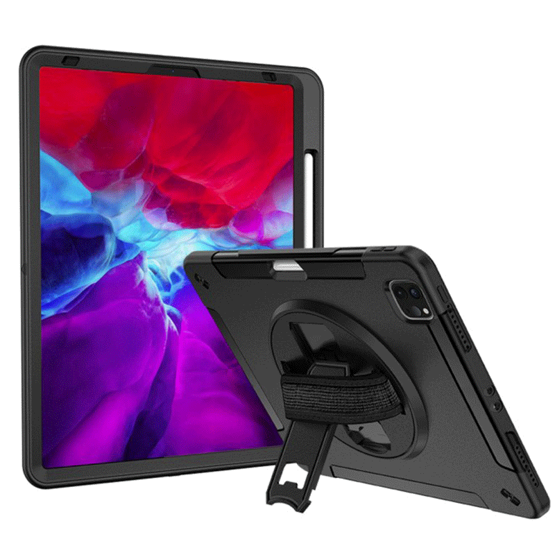 Armor-X ENX Case For iPad Pro 12.9 (2020) With Hand Strap & Kick-Stand - Black