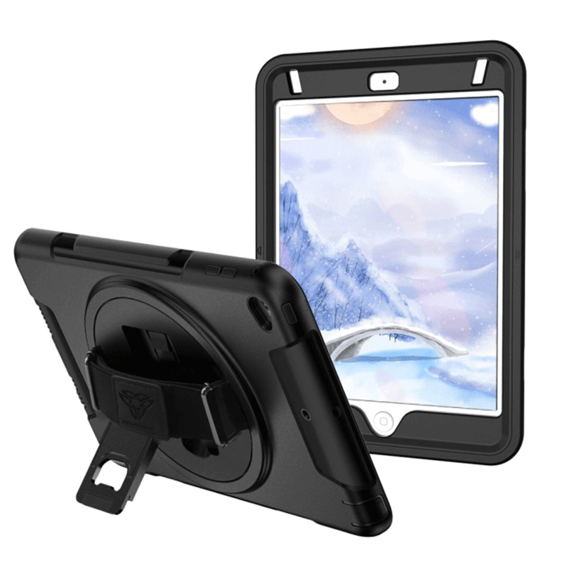 Armor-X Rainproof Military Grade Rugged Case For iPad Mini 5 & 4 With Hand Strap & Kick-Stand - Black