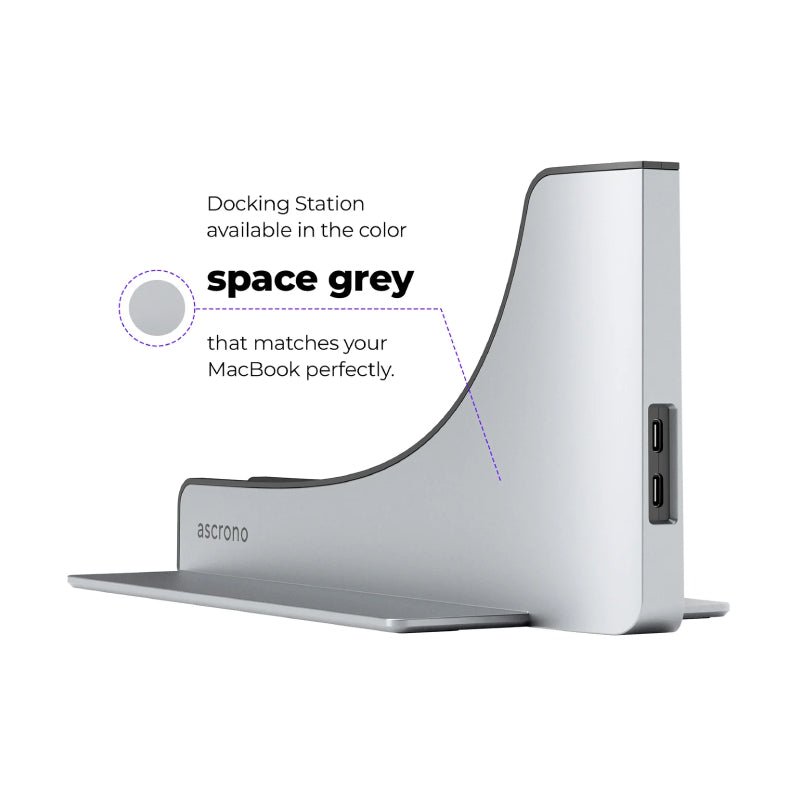Ascrono MacBook Docking Station for MacBook Air (2018-2020) - USB-C / Space Grey