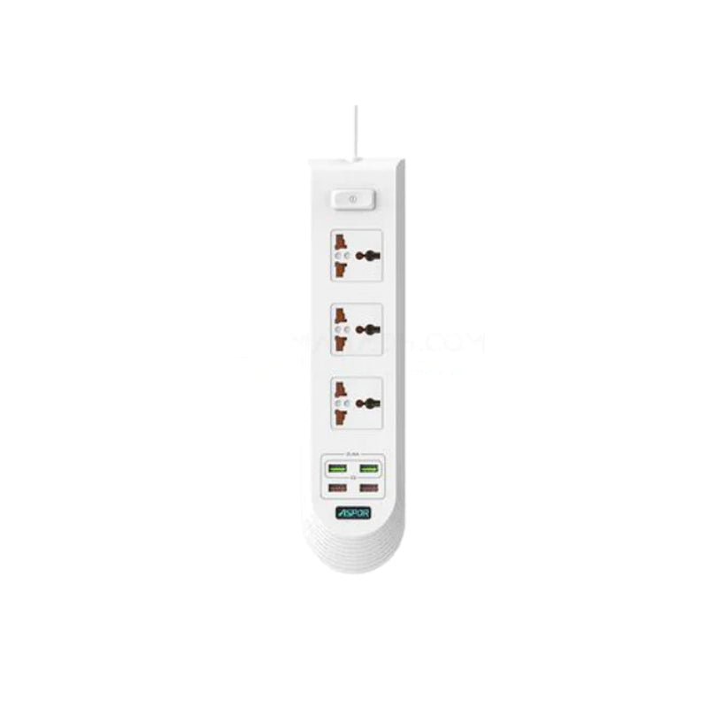 Aspor A502 Power Socket - Socket / USB / 2 Meters / White