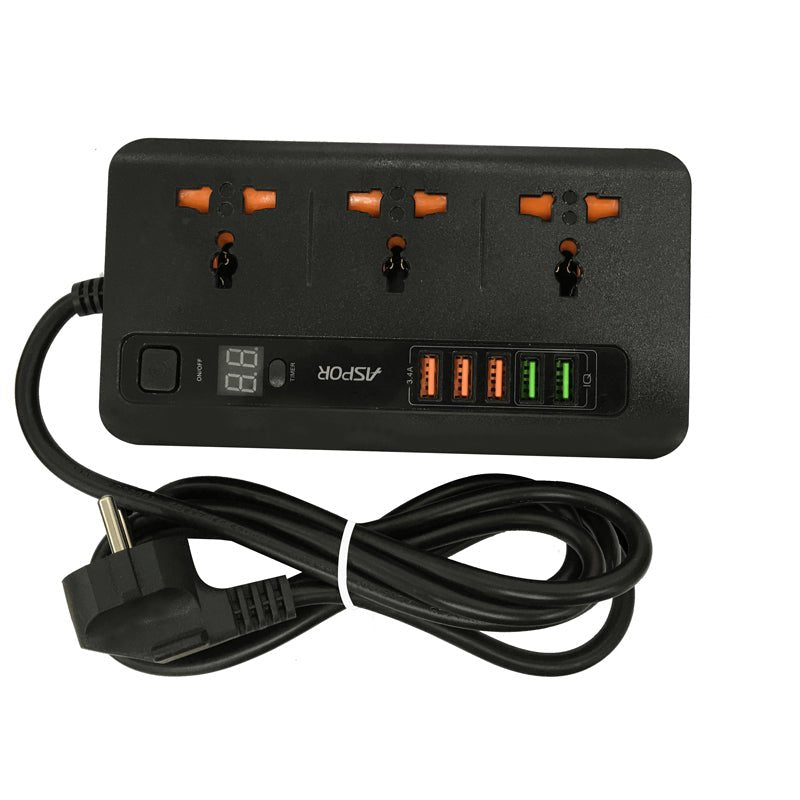 Aspor A503 Power Socket - Socket / USB / Black