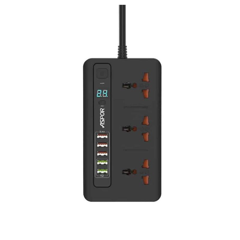 Aspor A503 Power Socket - Socket / USB / Black