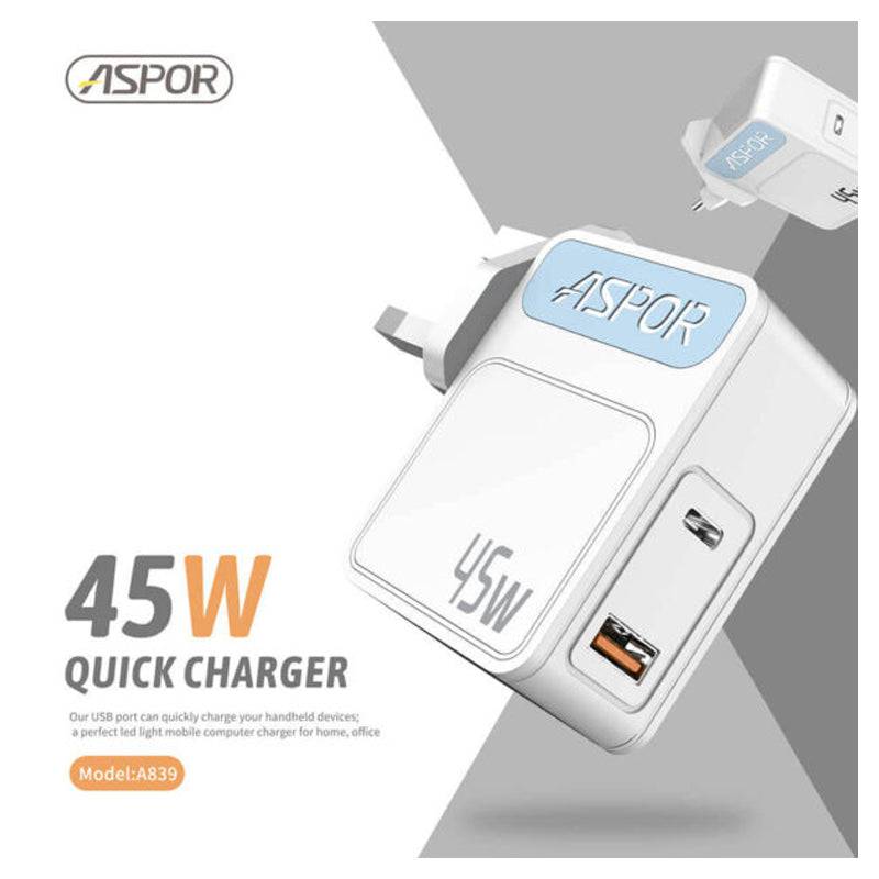 Aspor A839 Fast PD Charger - 45W / White