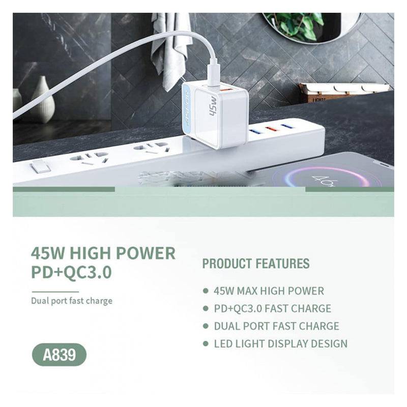 Aspor A839 Fast PD Charger - 45W / White