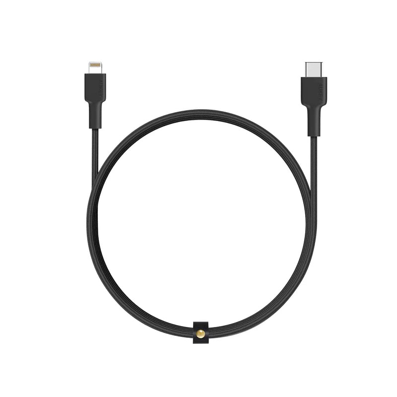 AUKEY Braided Nylon Sync USB-C to Lightning Cable(0.9m) - Black