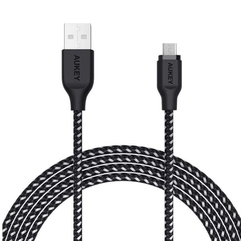 Aukey Braided Nylon USB 2.0 to Micro USB Cable (2m / 6.6ft) - Black