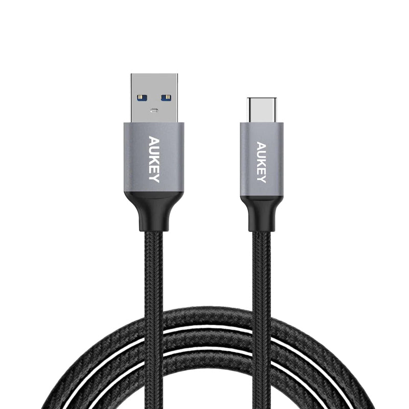 Aukey Braided Nylon USB 3.0 to USB-C Cable  (1m / 3.3ft) - Black