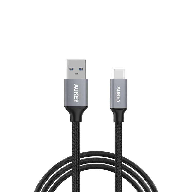 AUKEY Braided Nylon USB 3.0 to USB-C Cable - 2m / Black