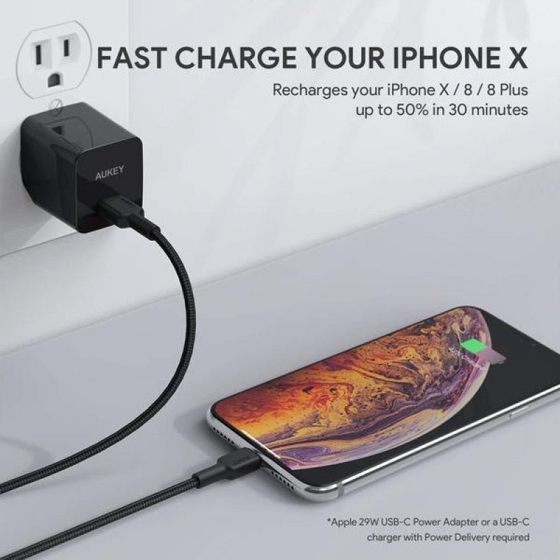 Aukey Braided USB-C to Lightning Cable 1.2 meter, Black