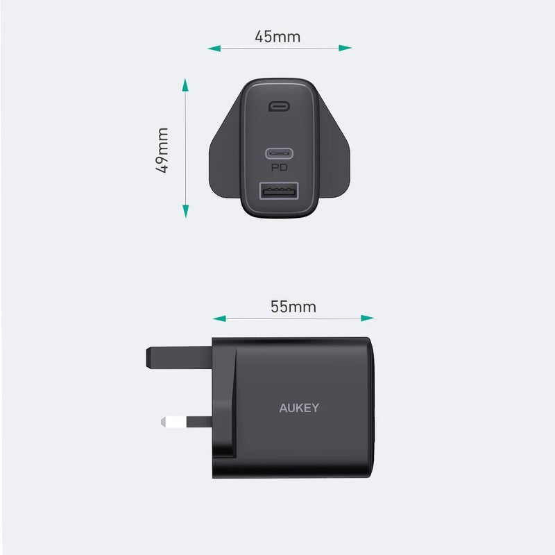 AUKEY Dual-Port Wall Charger - 32W / Black