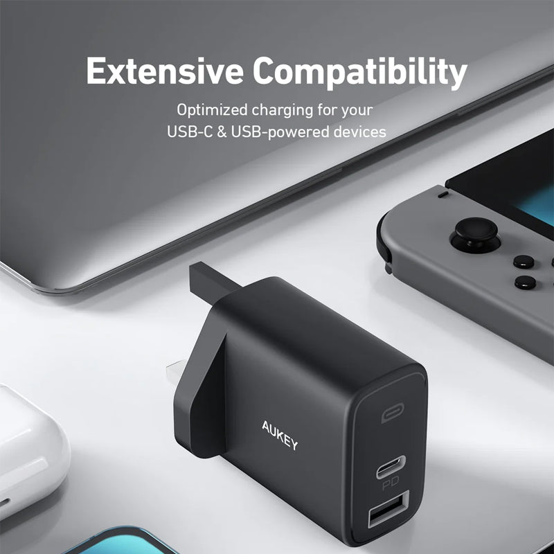 AUKEY Dual-Port Wall Charger - 32W / Black