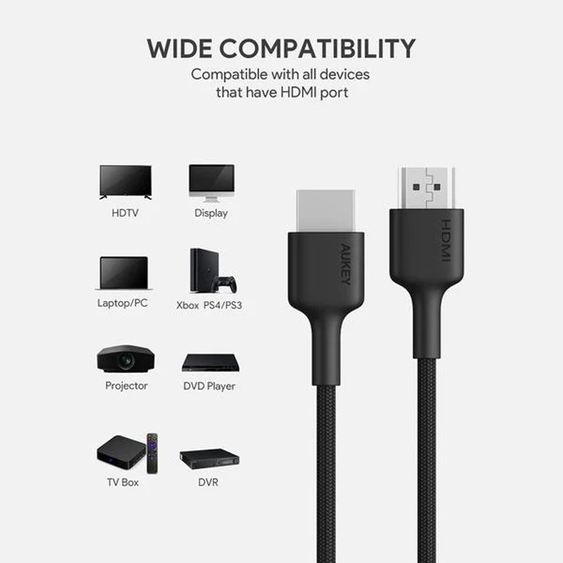 Aukey HDMI Cable (2-Pack) (2m/6.6ft) - Black