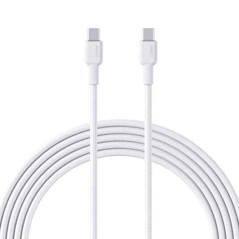 AUKEY Nylon Braided USB-C to USB-C Cable - 1 Meter / White