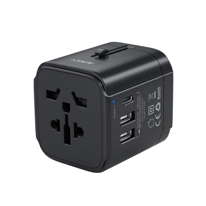 Aukey PA-TA01 Universal Travel Adapter With USB-C and USB-A Ports - Black