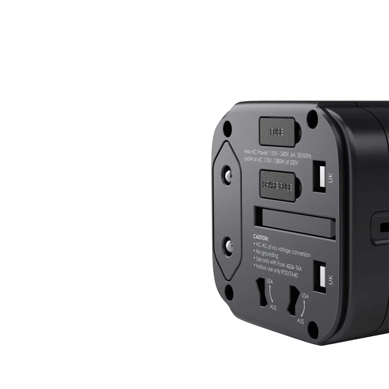 Aukey PA-TA01 Universal Travel Adapter With USB-C and USB-A Ports - Black