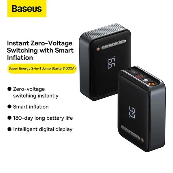 Baseus 2 In 1 Car Jump Starter Power Bank Air Compressor Inflator Pump (1000A)