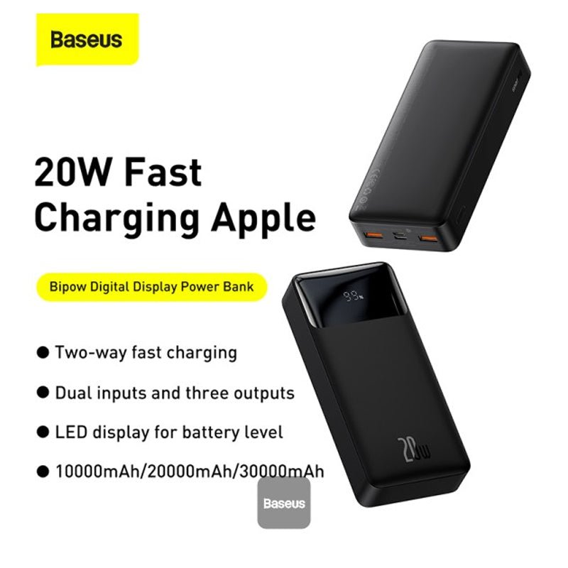 Baseus BiPow Digital Display Power bank - 20000mAh / Black