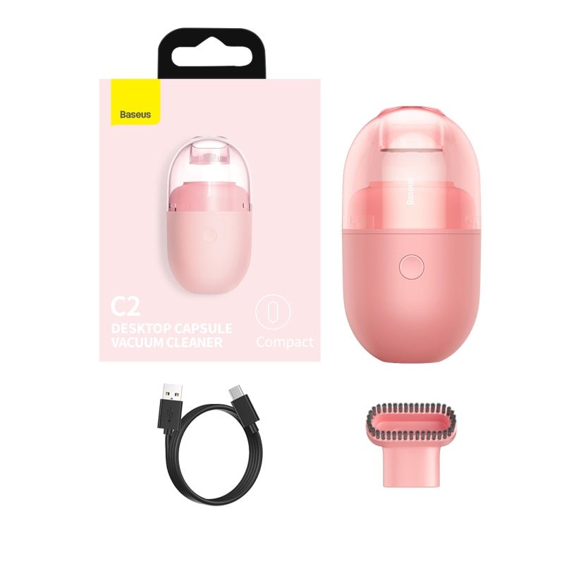 Baseus C2 Desktop Capsule Vacuum Cleaner - 1000pa Suction / Pink