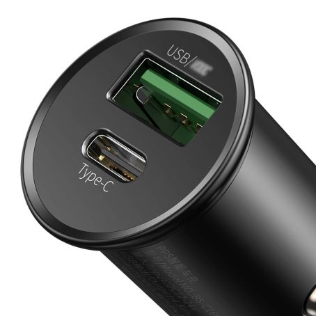 Baseus Circular Metal Pps Quick Charger Car Charger 30W - Black