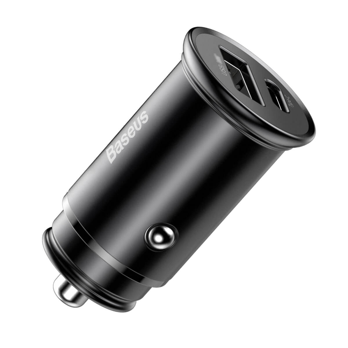 Baseus Circular Metal Pps Quick Charger Car Charger 30W - Black