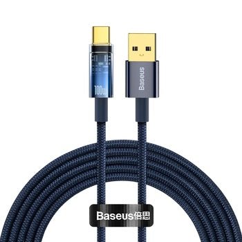 Baseus Explorer Series Auto Power-Off Fast Charging Data Cable USB to Type-C 100W - 1m / Blue