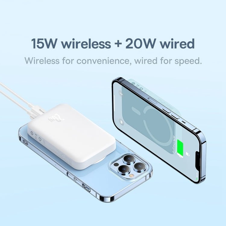 Baseus Magnetic Mini Wireless Fast Charge Power Bank - 10000mAh / 20W / White